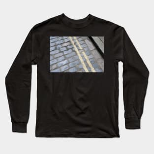 Double yellow lines on cobbled street oil paint effect. Long Sleeve T-Shirt